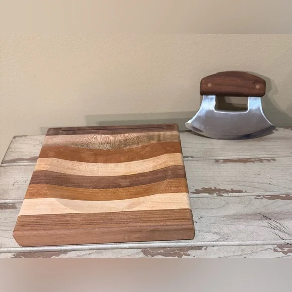 Quality USA Multi Wood Ulu Knife Cutting Chopping Bowl Board - Picture 2 of 7